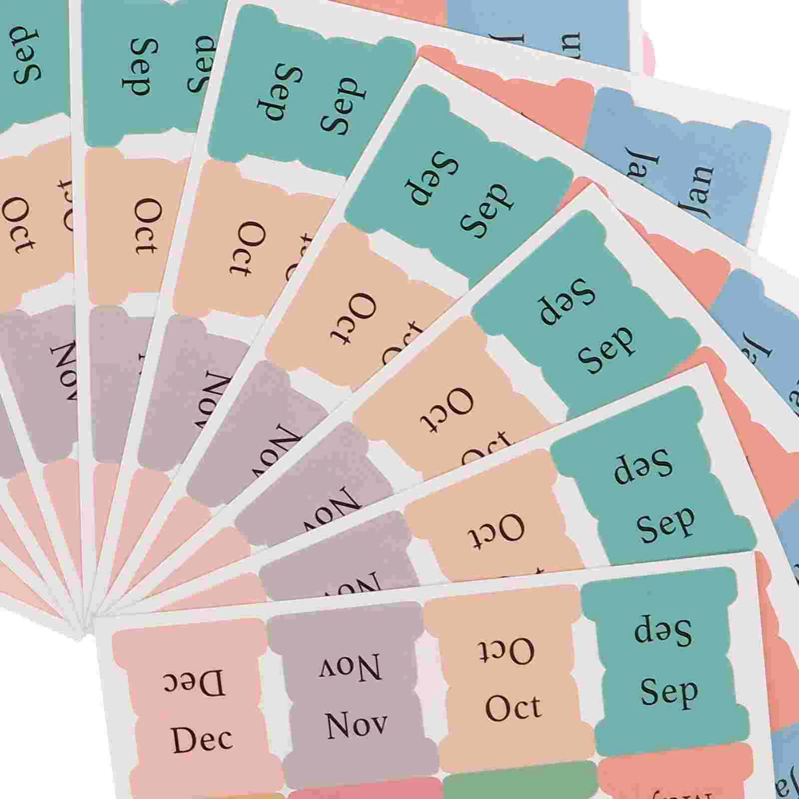 10 Sheets Stickers Color Note Month Tabs for Planner Book Tags Page Markers Bookmark Compact Self-adhesive Sticky