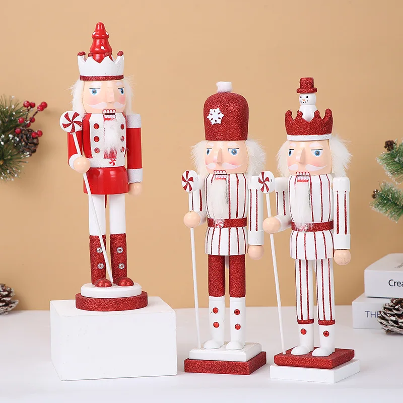 3pcs/Set Toy 38cm Cute Candy Style Walnut Nutcracker Soldier Puppet Crafts Birthday Gift Christmas Decoration Ht064