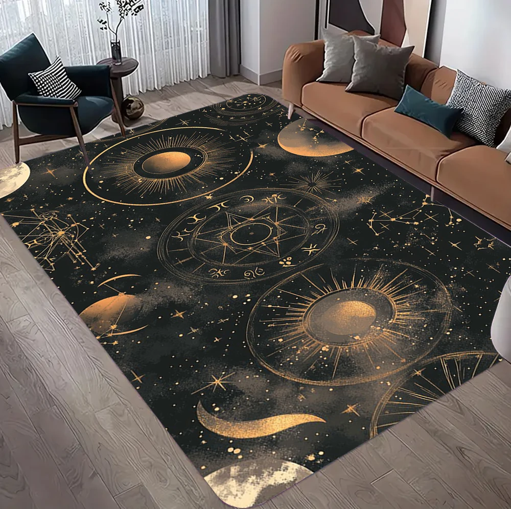 

12 Constellation Carpet Starry Sky Galaxy Printed Carpet Sun Moon Pattern Entrance Door Mat Living Room Bedroom Decoration Rug