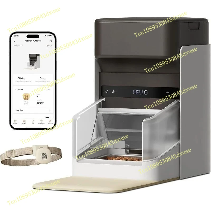 Upgraded 5G Wi-Fi Auto Cat Feeder 3L with App Control, Light Collar Tag, Smart Pet Food Dispenser