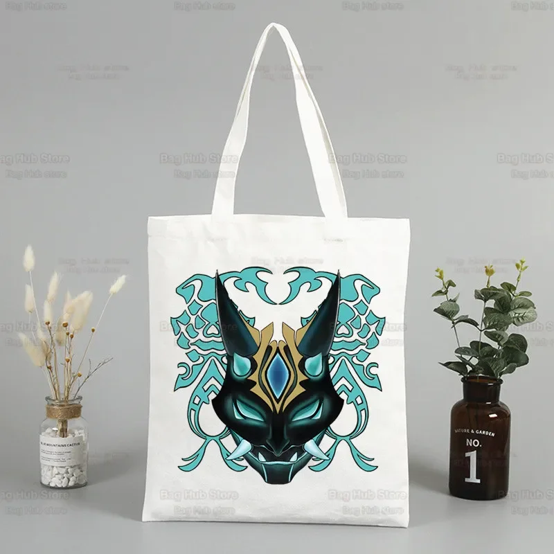 Genshin Impact Game Ulzzang Shopper Bag Print Canvas Anime Xiao Tote Bag Hu Tao Handbags Bag Harajuku Zhong Li Shoulder Bags