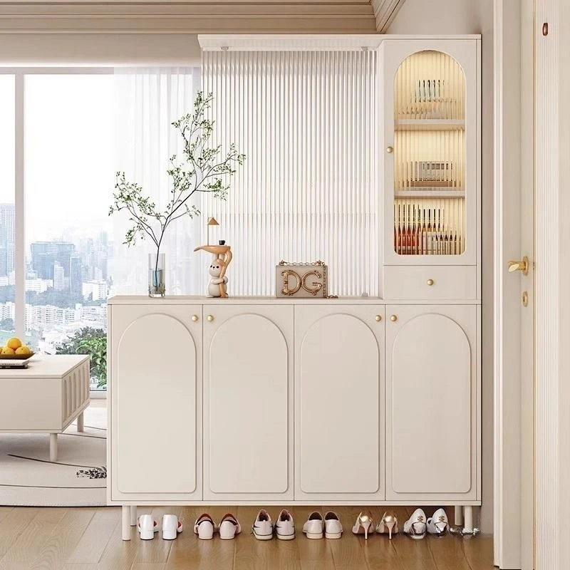 

Entry living room wine cabinet Changhong glass shoe cabinet screen integrated cream style modern entrance partition cabinet