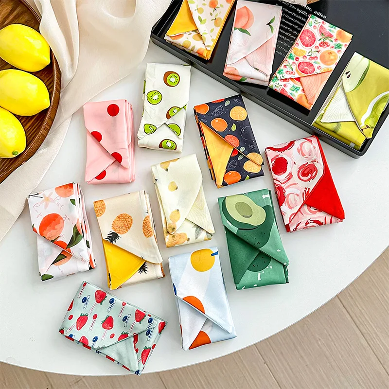 Long Scarf Fruit Series Headband Versatile Polyester  Hair Tie Bag Strap Neck Scarf Decorative Belt