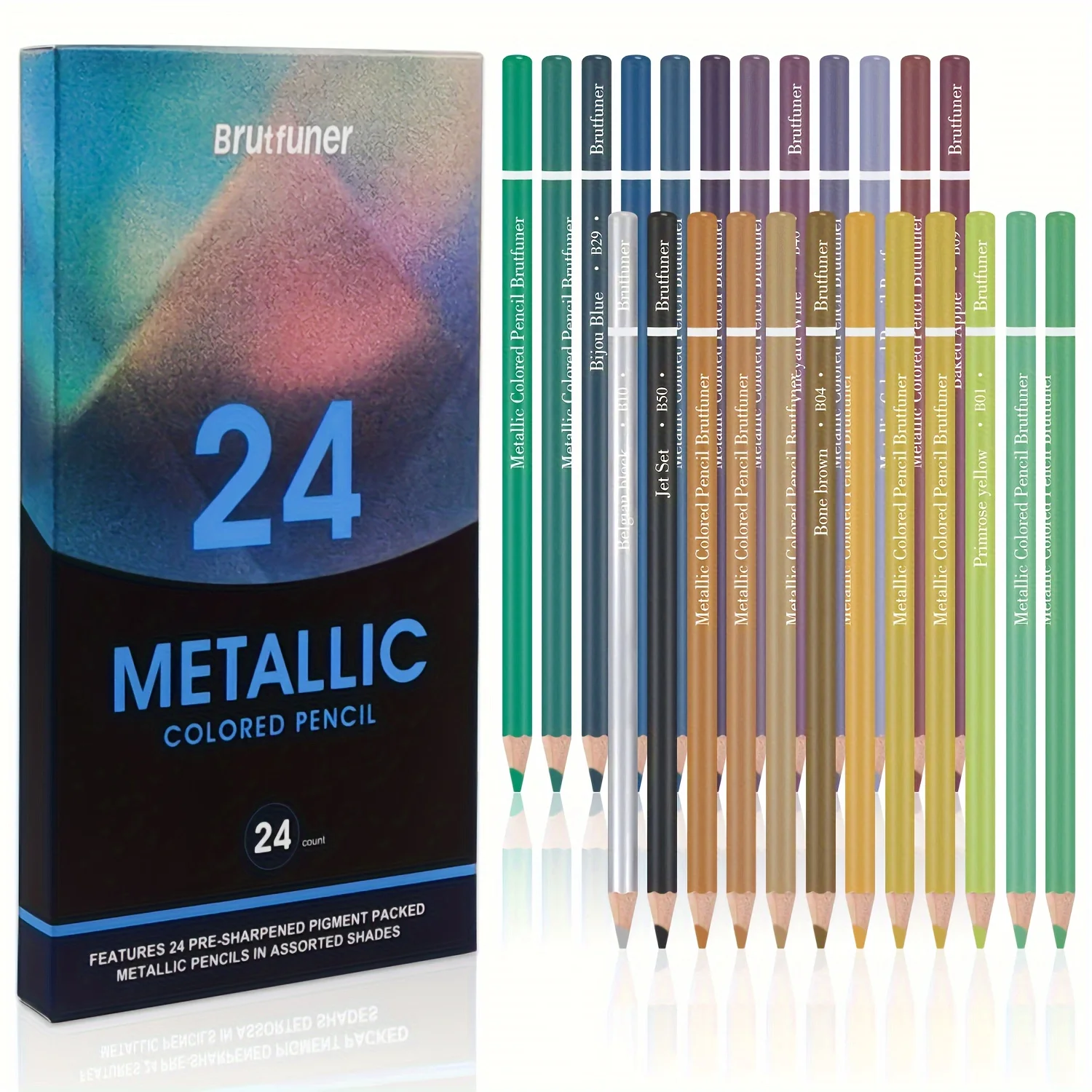 24/50/72 Kleuren Metallic Kleurpotloden Set |   Soft Core Glitter Kleurpotloden voor kunstenaars die schetsen en kunstbenodigdheden tekenen