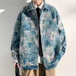New Thin Printed Jacket Men Casual Fashion Brand Trendy Versatile Baseball Wear
