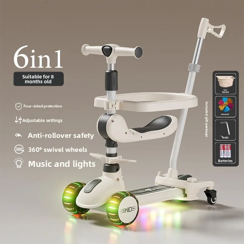 Three-in-One Children's Scooter 13612 Years Old Baby Multi-Function Gliding Car Can Sit And Ride Slide Pedal Car