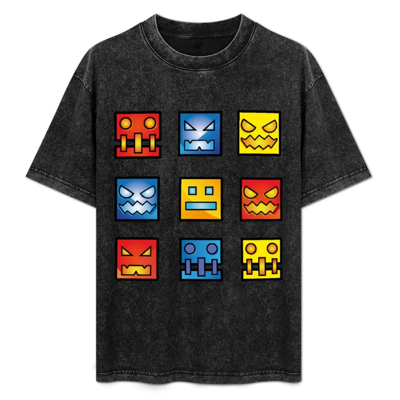 

geometry dash icon face T-Shirt Street Fashion Casual Tee Shirt