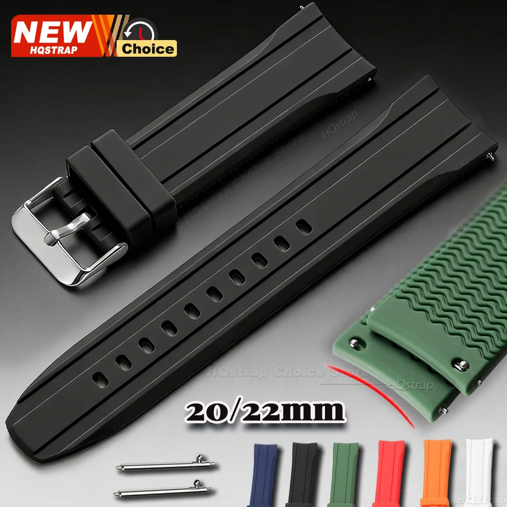 Wasserdichtes Silikonarmband mit gebogenem Ende, 20 mm, 22 mm, Gürtel für Citizen-Uhrenarmband, für Samsung, für Huawei Smartwatch, universelles Armband