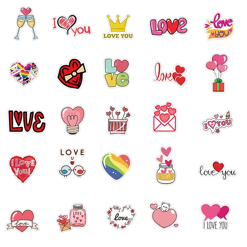 10/30/50PCS Cute Love Sticker estetica per bambini in PVC Sketchbook decorazione Scrapbooking forniture di cancelleria per la scuola per bambini