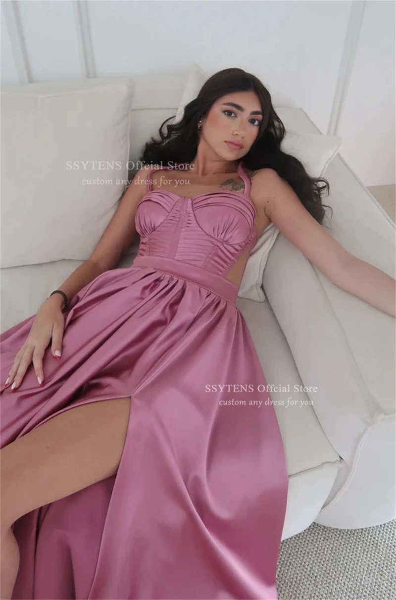 SSYTENS Sweetheart Sleeveless Evening Dresses Side Slit Robe De Soirée Femme Spaghetti Straps Special Occasion Gowns Customized