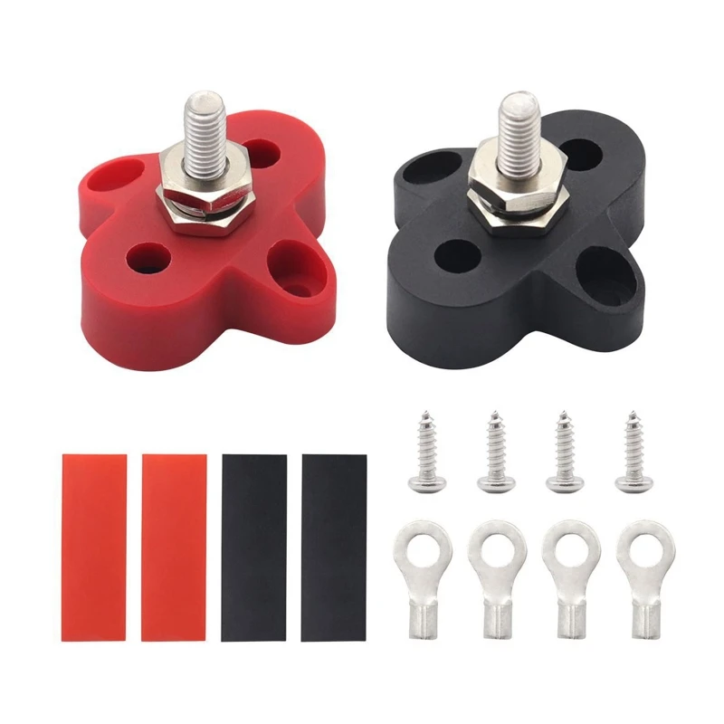 Battery Power Distribution Terminal Block Set M6 Single Studs/Bus Bar Positive/Ground Insulated Junction Post Dropship