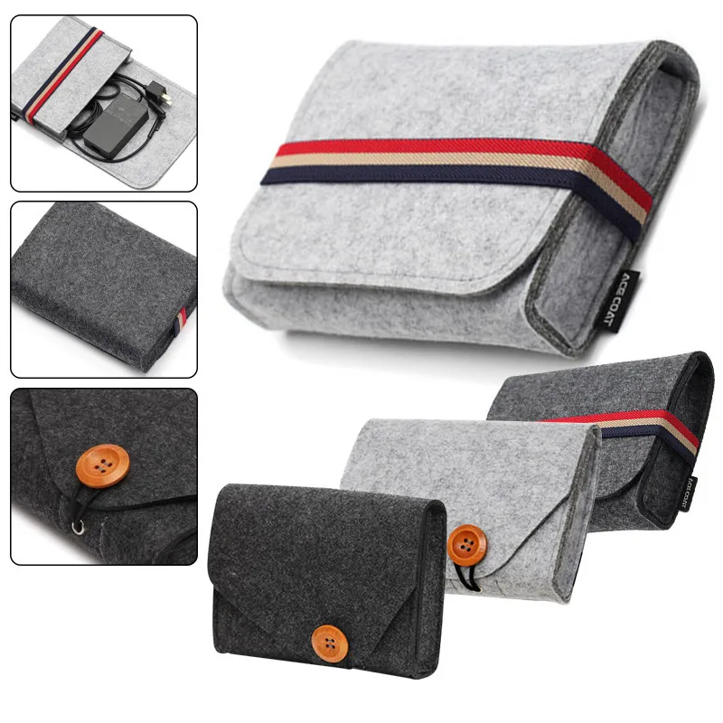 Home Storage Organizer Key Coin Package Mini Portable Felt Pouch auricolare Power Bank cavo dati Travel Organizer Storage Bag