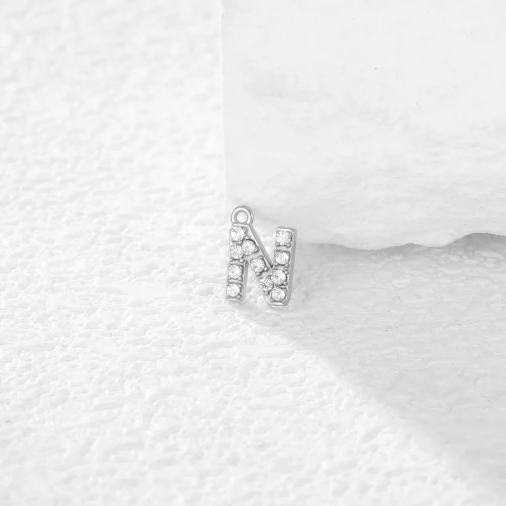 5 Stück Edelstahl Goldfarben Klare Zirkon Buchstaben Charms DIY A-Z Alphabet Anhänger für Halsketten Armbänder Ohrringe Herstellung – Detail 6