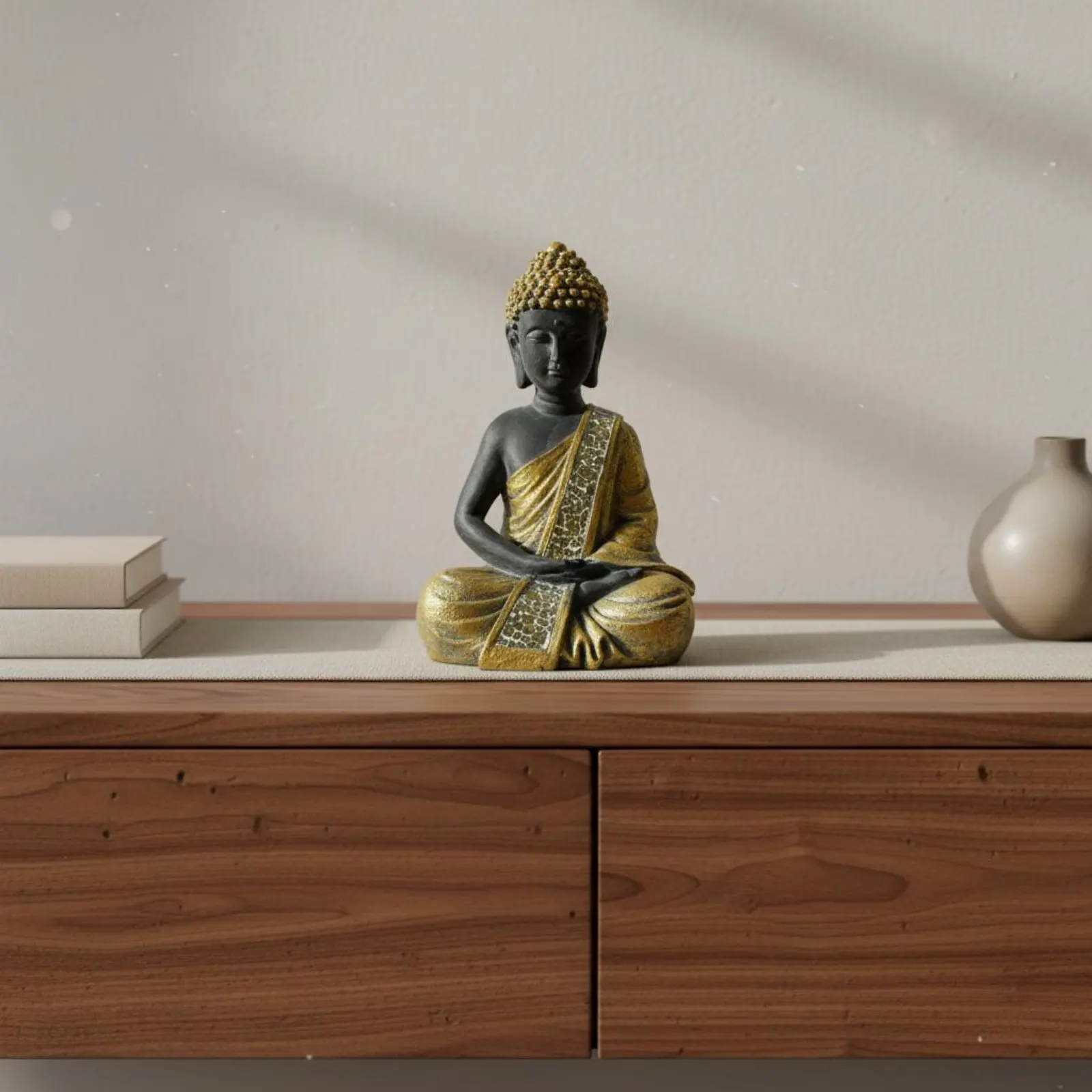 Solar Buddha Statue Lamp Weather Resistant Meditating Buddha Garden Lamp Outdoor Decoration for Patio, Balcony