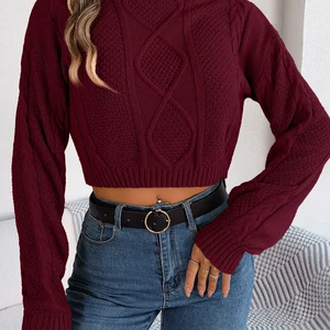 Bir kazak örme uzun kollu kadın kazak, tek renkli, ceket, gündelik, beyaz, ordu yeşili, kırmızı, sonbahar, kış giysileri Tişörtün ilk 10 satışı askeri yeşil, kadınsı-no. 7