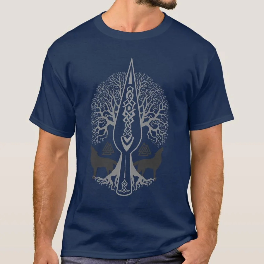 Gungnir - Spear of Odin and Tree of Life Printed Premium T-Shirt. Summer Cotton Short Sleeve O-Neck Mens T Shirt New S-3XL image 3
