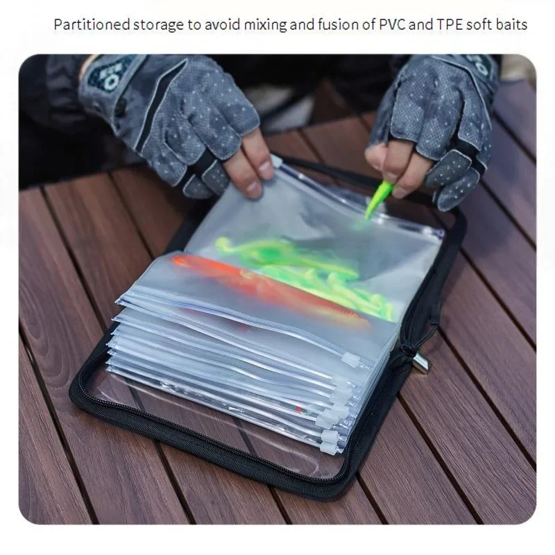 Scratch-Resistant PVC Transparent Fishing Lure Protective Sleeve Outdoor Velcro Closure Fishing Tackle Storage Bag Accessories