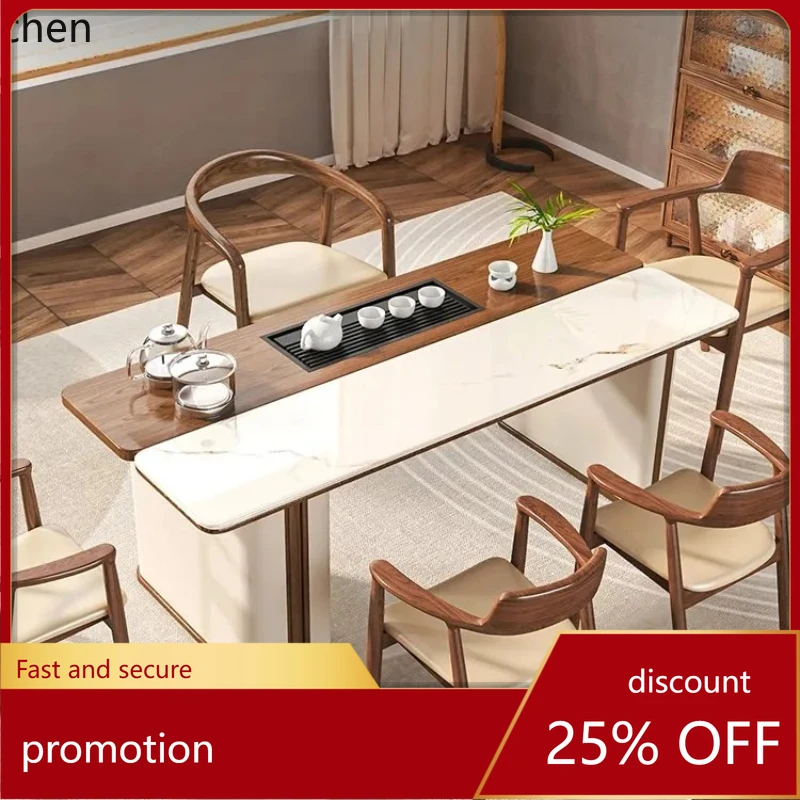 HXL solid wood tea table rock slab tea table and chair combination modern simple light luxury home living room office balcony