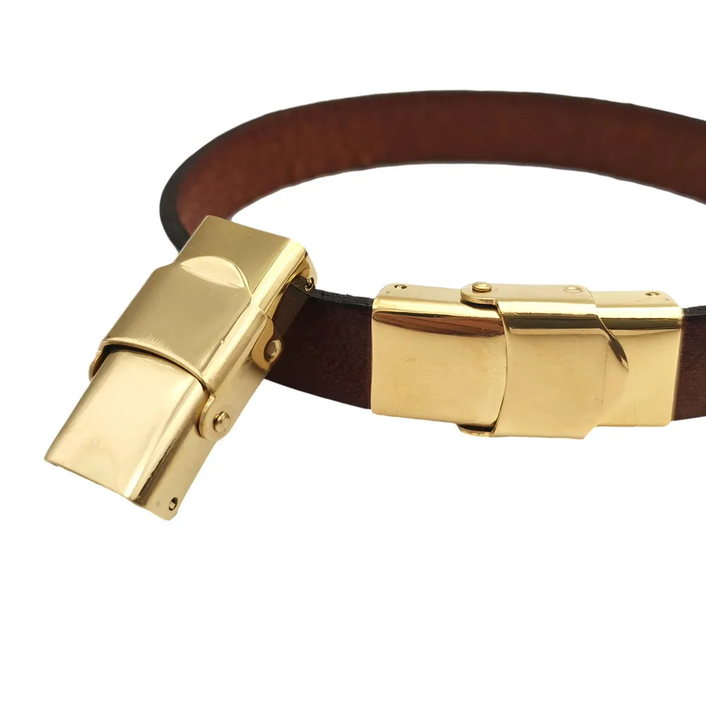10x3mm Flat Leather Strip Watchband Clasps Stainless Steel Silicon Buckles for Claudia