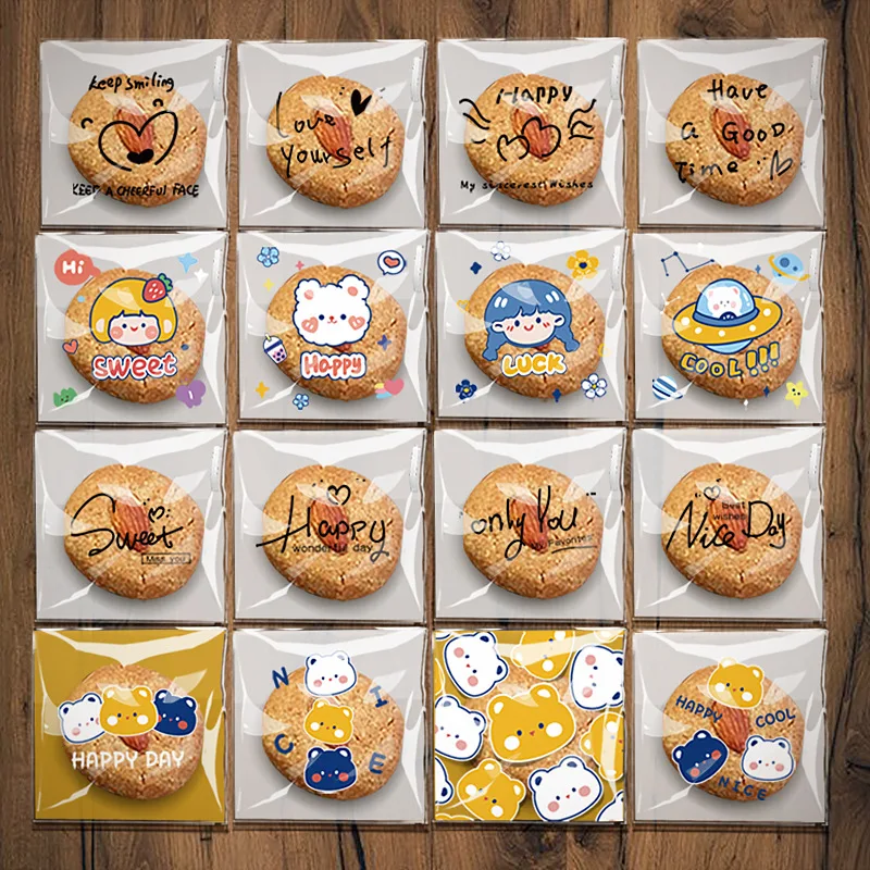 100pcs Transparent Plastic Self-adhesive Bag Have a nice day Candy&Cookies Bags Small Pouches Gifts Bag Wrapping