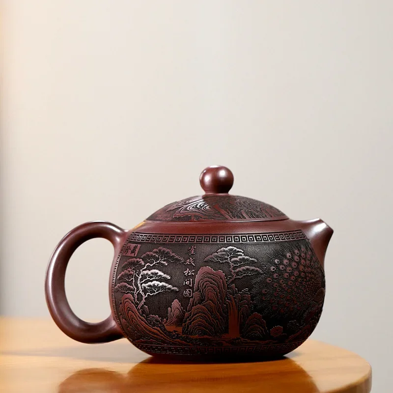 Unique Tea Infuser Teapot Handmade Tea Ceremony Set Luxury Maker Gift Yixing Handmade Purple Clay Pot Xishi Teapot  Set