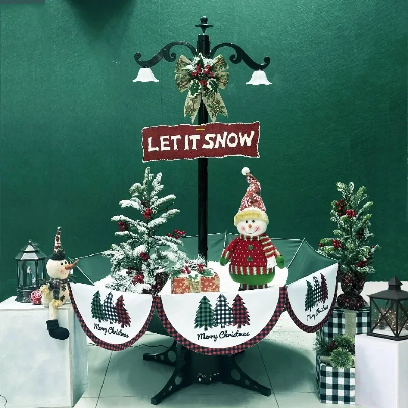 Snow Green Snowman Christmas Tree with Umbrella Base