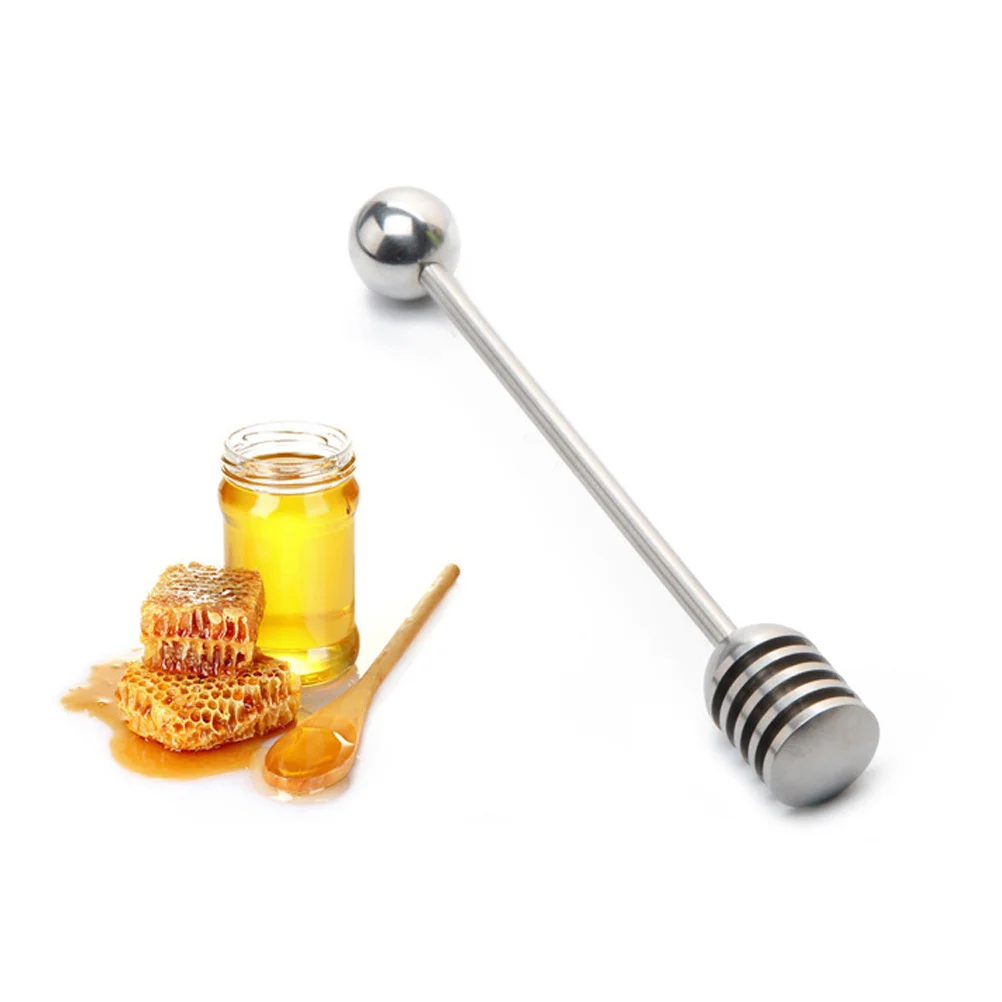 

1pcs Stainless Steel Honey Stirrer Round Bead Design No Lacquer No Glue Eco Friendly For Honey Syrup Viscous Liquids Easy Clean
