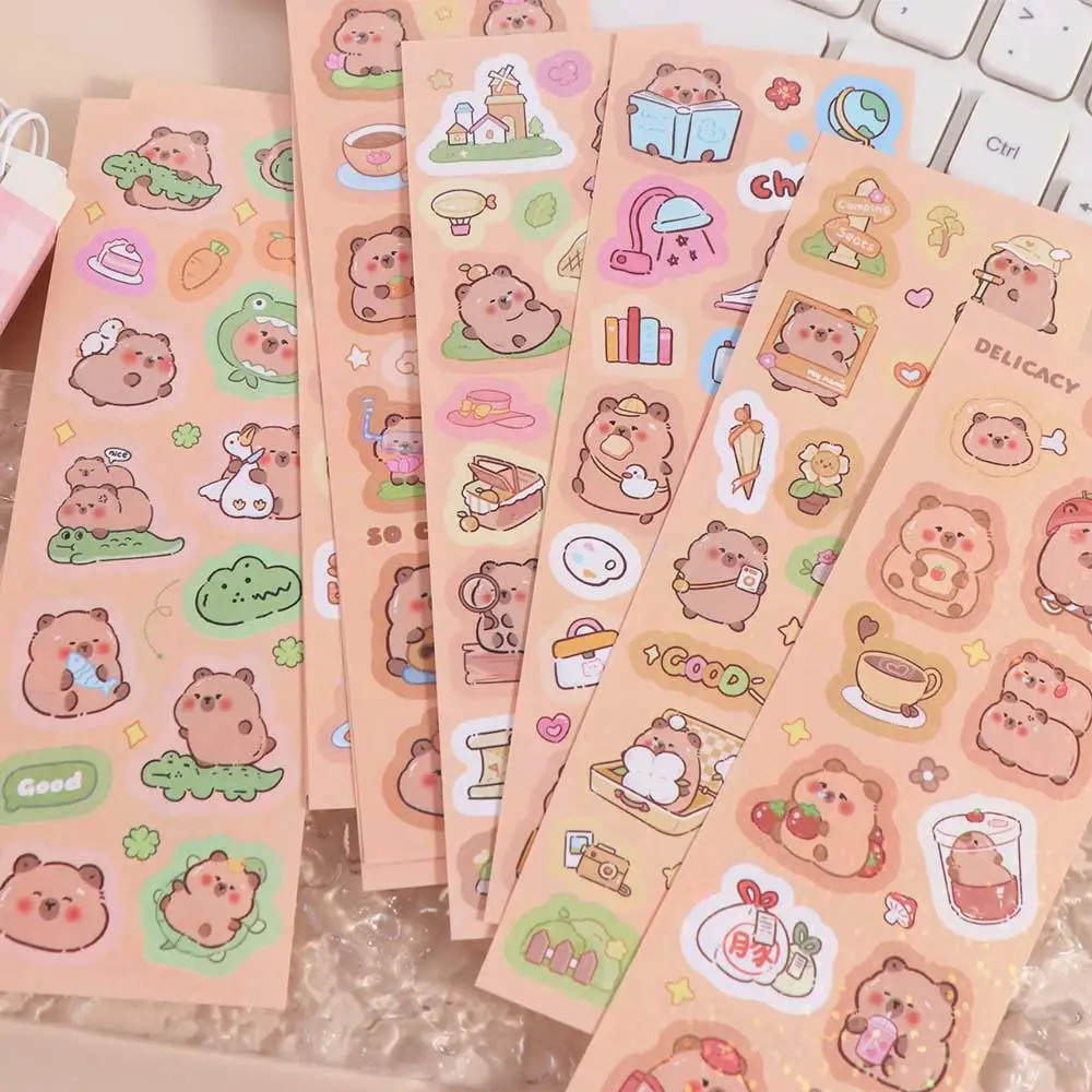 10Sheets School Supplies Capybara Stickers Capybara Cartoon Stickers Capybara Decoration Sticker Graffiti Decals DIY Decorative
