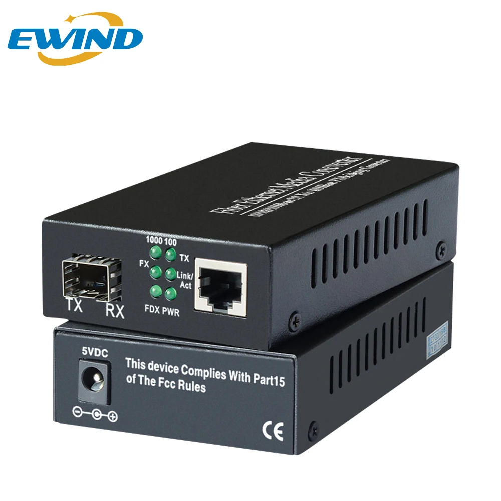 EWIND Gigabit SFP Fiber to Rj45 Media Converter 1000Mbps SFP Fiber Optic Switch with SFP Module Compatible CISCO/Mikrotik/HUAWEI