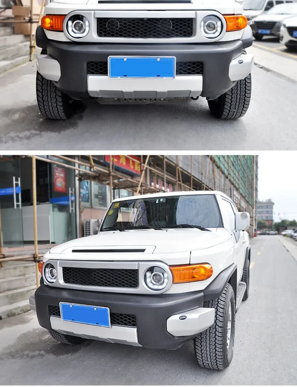 مجموعة مصابيح السيارة الأمامية لتويوتا 2007-2014 لـ FJ Cruiser LED U style عين الملاك مع عدسة العرض #6