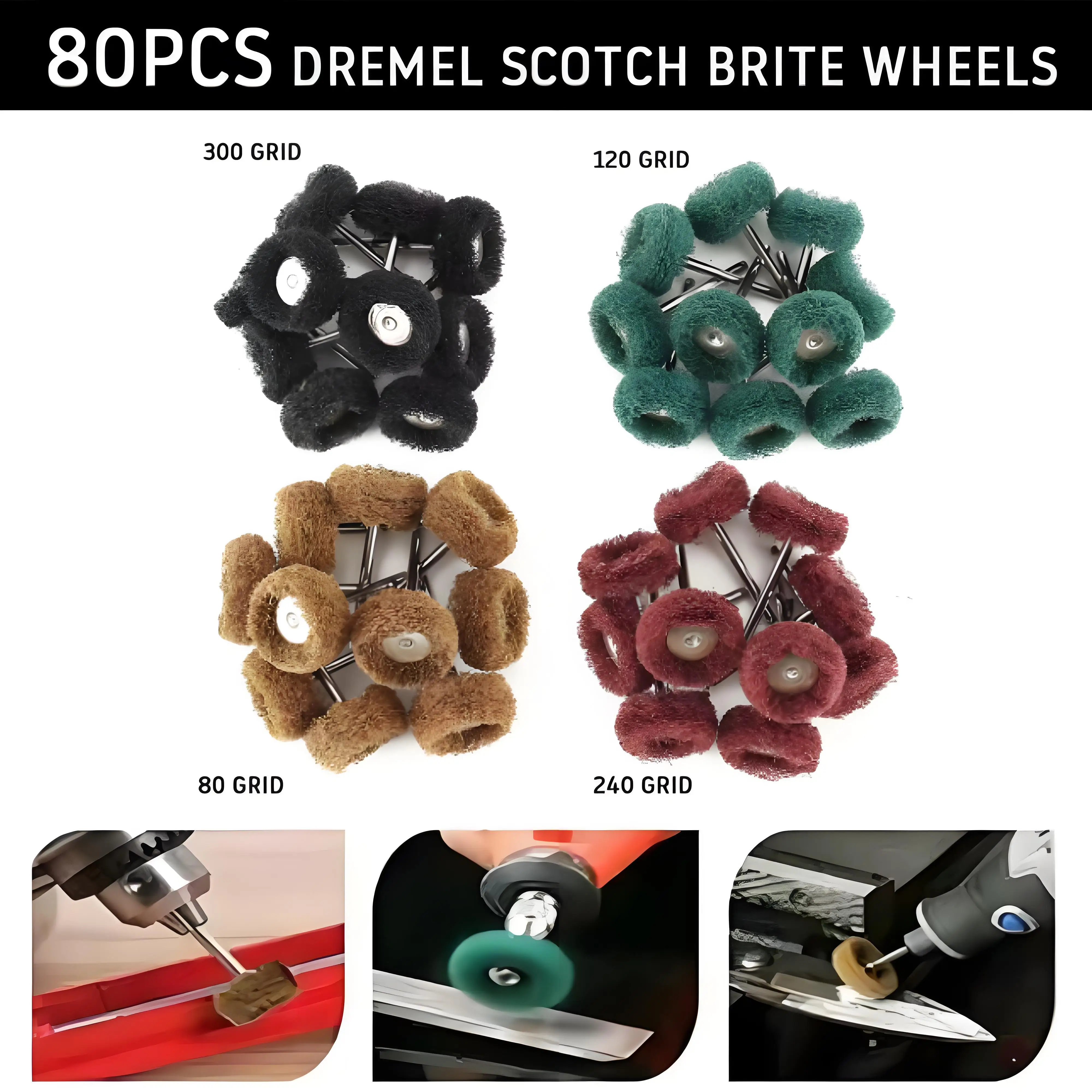 

40/80 PCS Mini Drill Abrasive Brush Nylon Fiber 25mm Polishing Wheel 3mm Shank for Dremel Accessories Tools Glass Metal Buffing