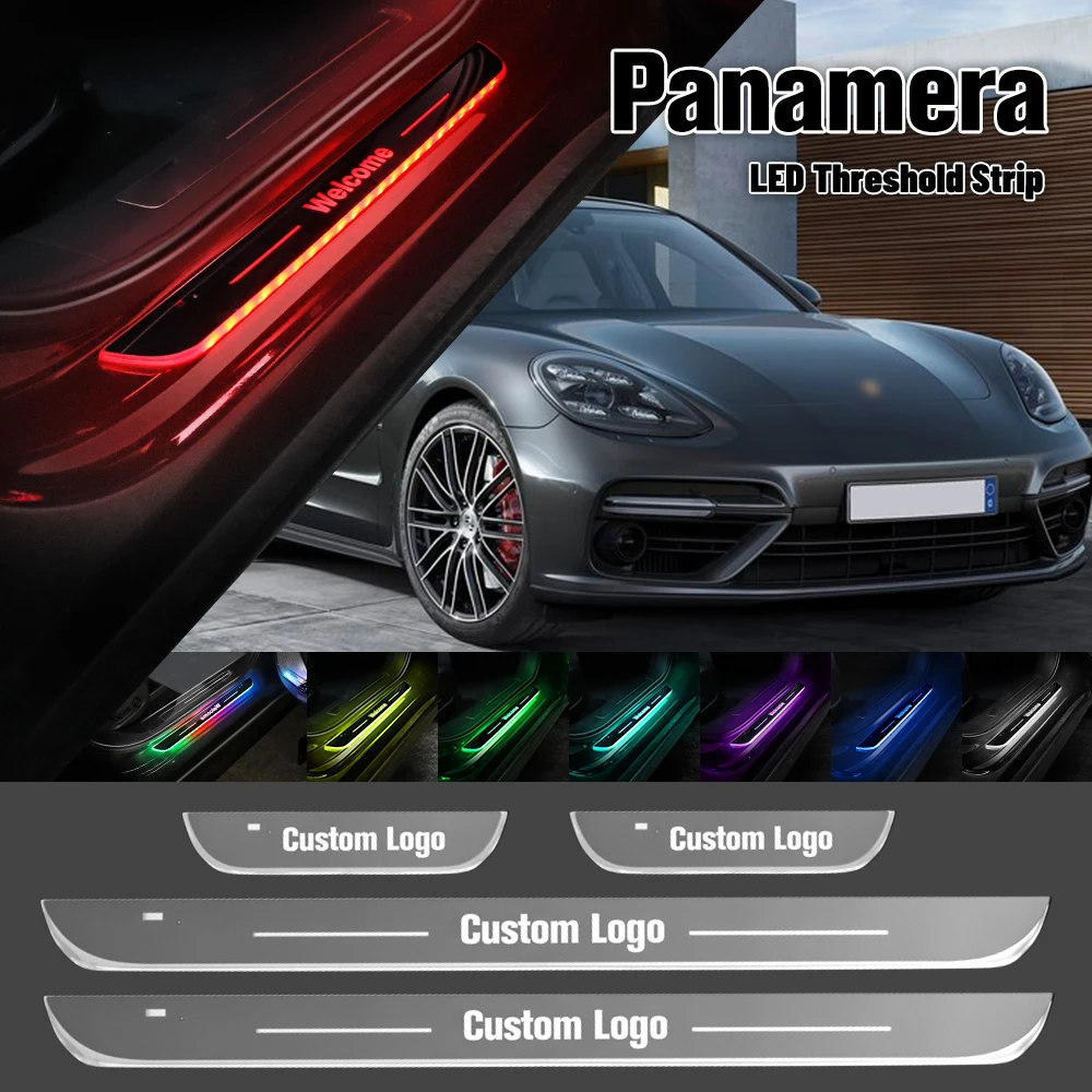 

For Porsche Panamera 970 971 2009-2019 Car Door Sill Light Customized Logo LED 2017 Welcome Threshold Pedal Lamp Accessories