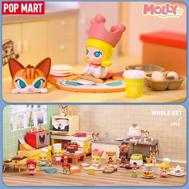 POP MART Molly Cooking Series Prop Blind Box Guess Bag Mystery Box Toys Doll Anime Figure Desktop Ornaments Gift Collection