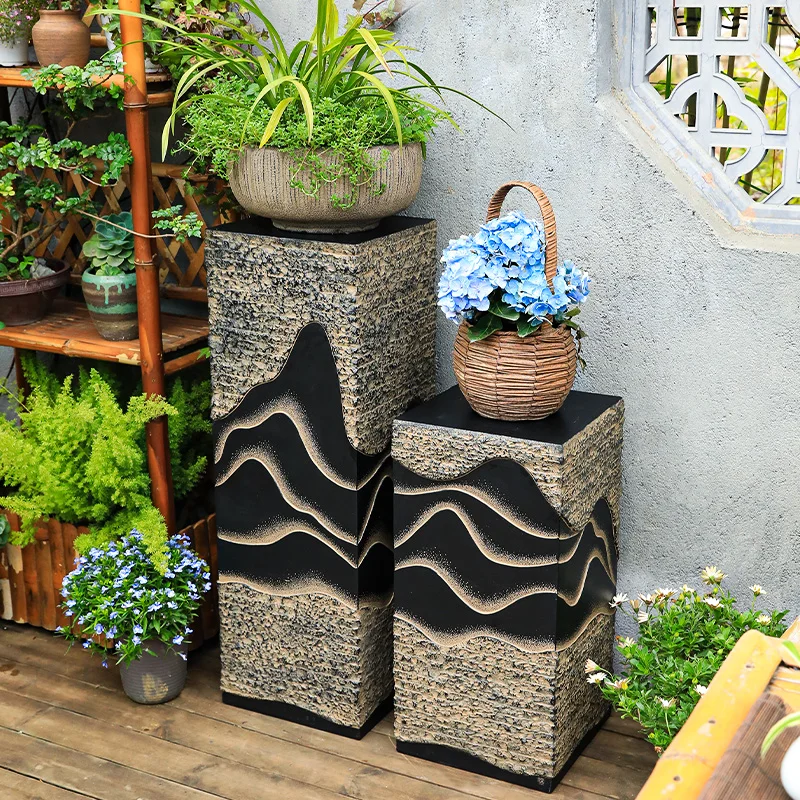Living room tea room study decoration display column ornament base  stone column Chinese style floor decoration column