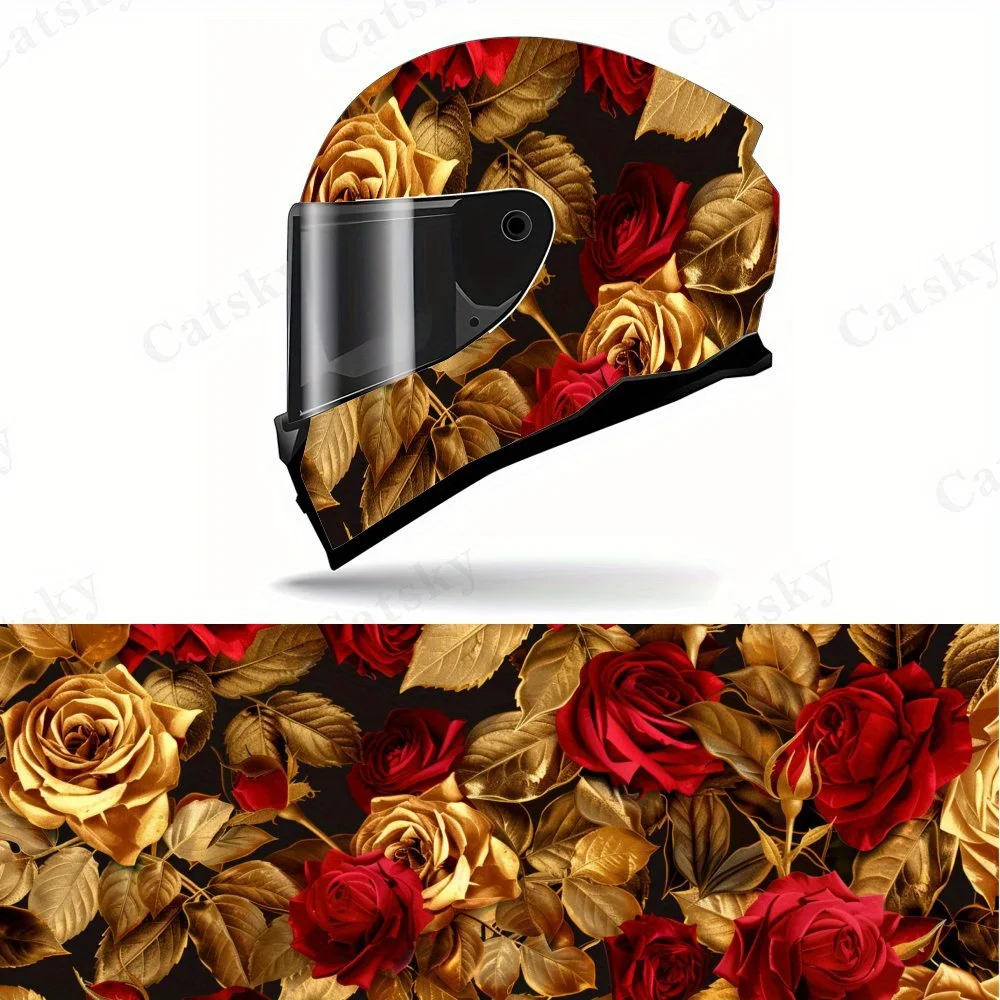 

Romantic Rose Gold PVC Motorcycle Helmet Vinyl Wrap, Self-Adhesive Waterproof Sticker, Anti-Scratch Decorative Film for Full Fac