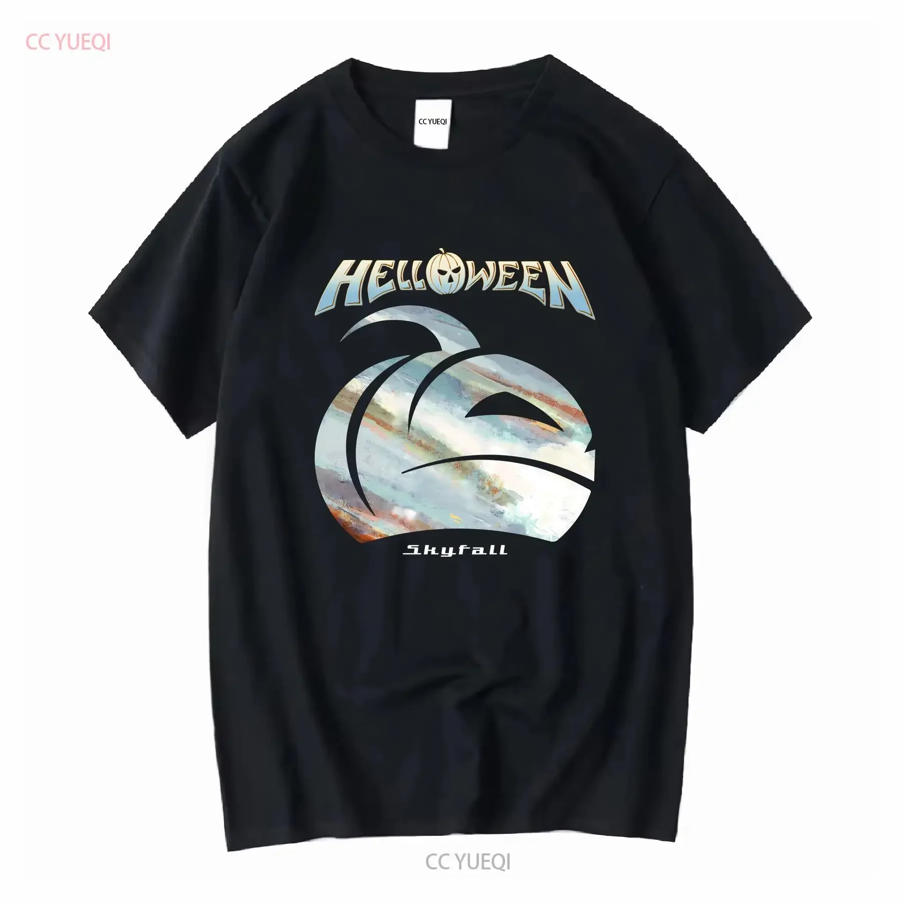 HELLOWEEN 'Skyfall Pumpkin' T-Shirt im Vintage-Stil, gewaschen, Streetwear, atmungsaktiv, grafisch, lässige Mode, weich, bequem, stilvoll