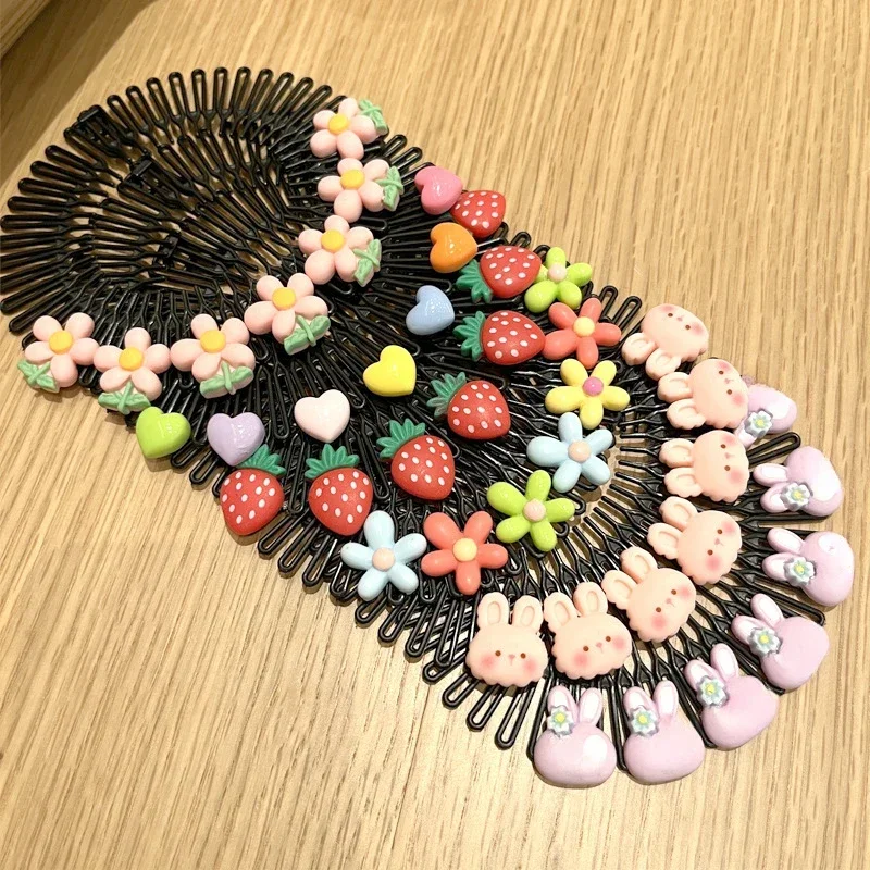 Y2k Star Colorful Hair Combs Children Broken Headbands Hair Clips Bunny Heart Cute Headdress Princess Girls Hair Accessories 1Pc