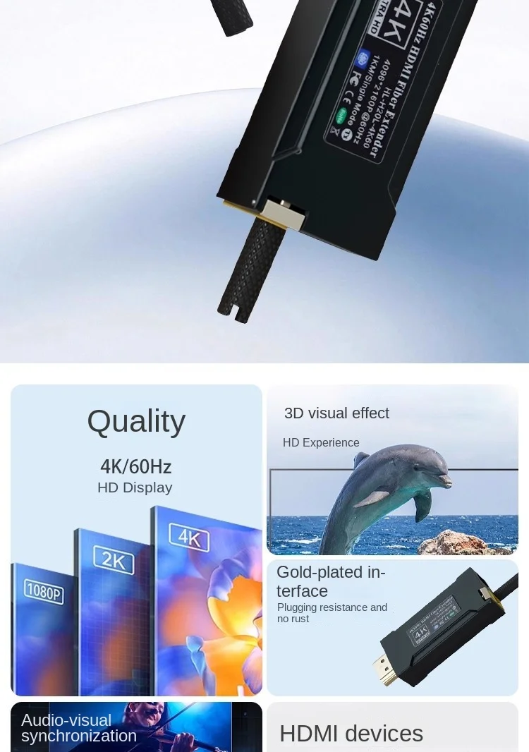 

ABCCABLS Mini 4K 60Hz Fiber Optic Extender with Optical Media Converter for Single/Multi Mode Fibers Aluminum Alloy Model A5006