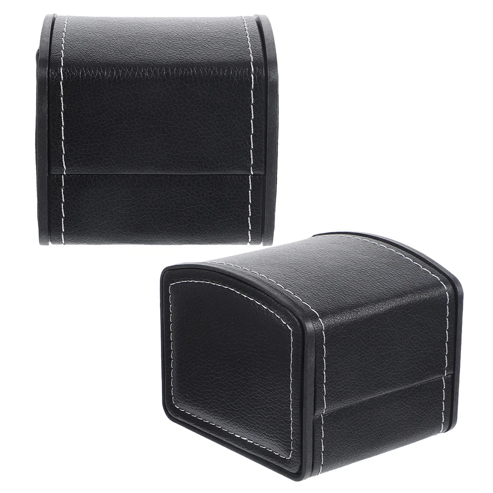 

Elegant PU Watch Box Single Display Storage Case Black Wristwatches Smart Watches Holder Pillow Jewelry Bearer Case Men Women