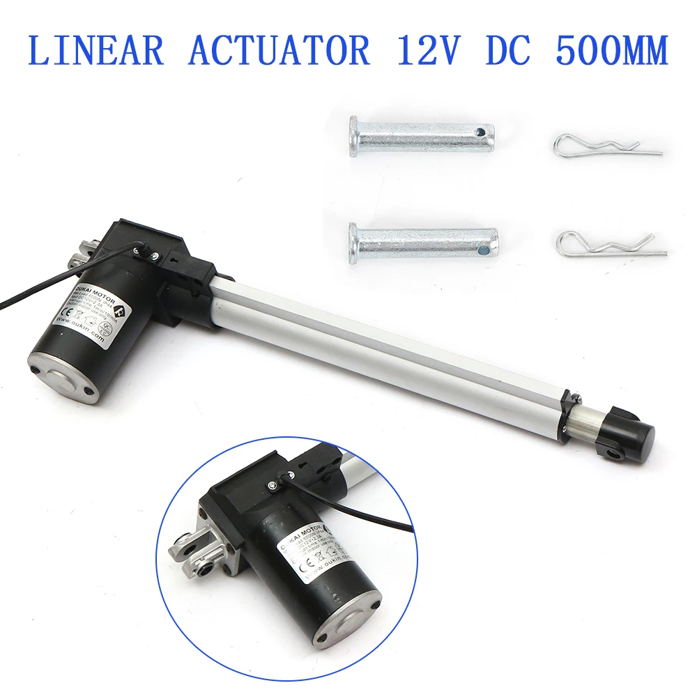 500mm Stroke Linear Actuator 6000N/1320lbs Pound Max Lift 12V Volt DC Motor 48db