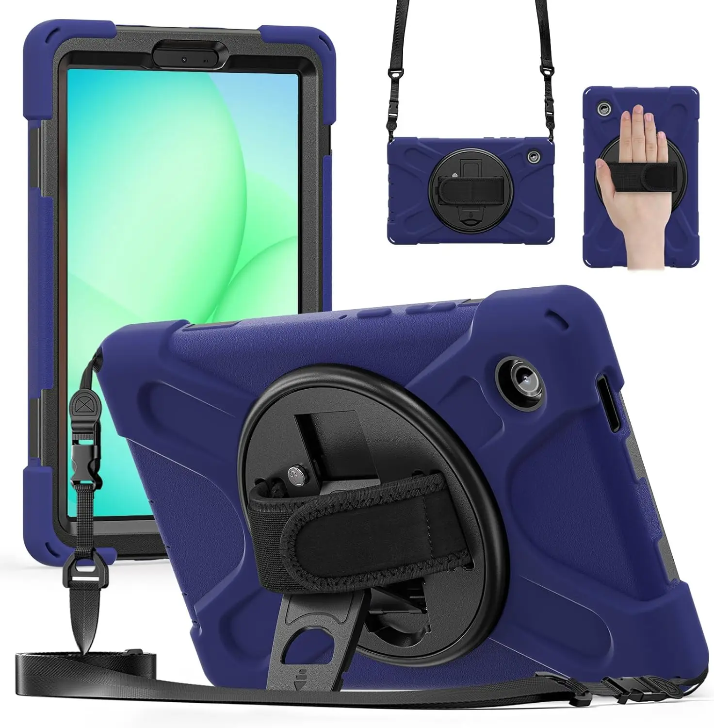 

360° Rotating Stand Case For Samsung Galaxy Tab A11 8.7 Inch 2025 SM-X130 SM-X135 Shockproof Protective Cover With Hand Strap