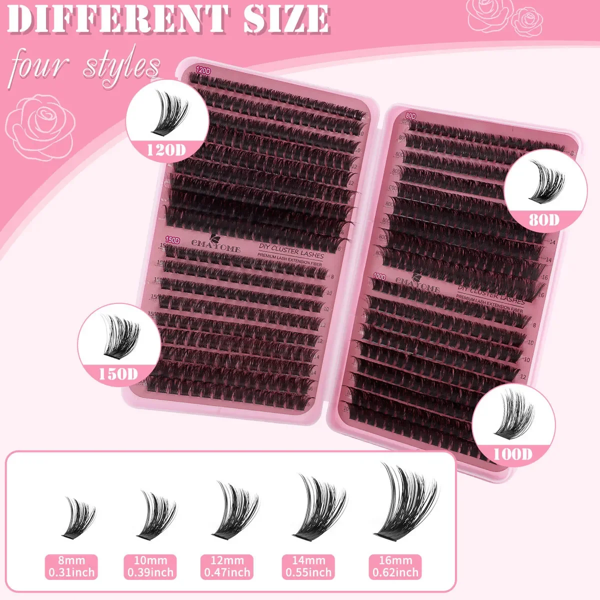 New 621 Clusters Mixed Thick D-song Single Cluster False Eyelashes Set 8-16mmDIY Segmented Eyelashes