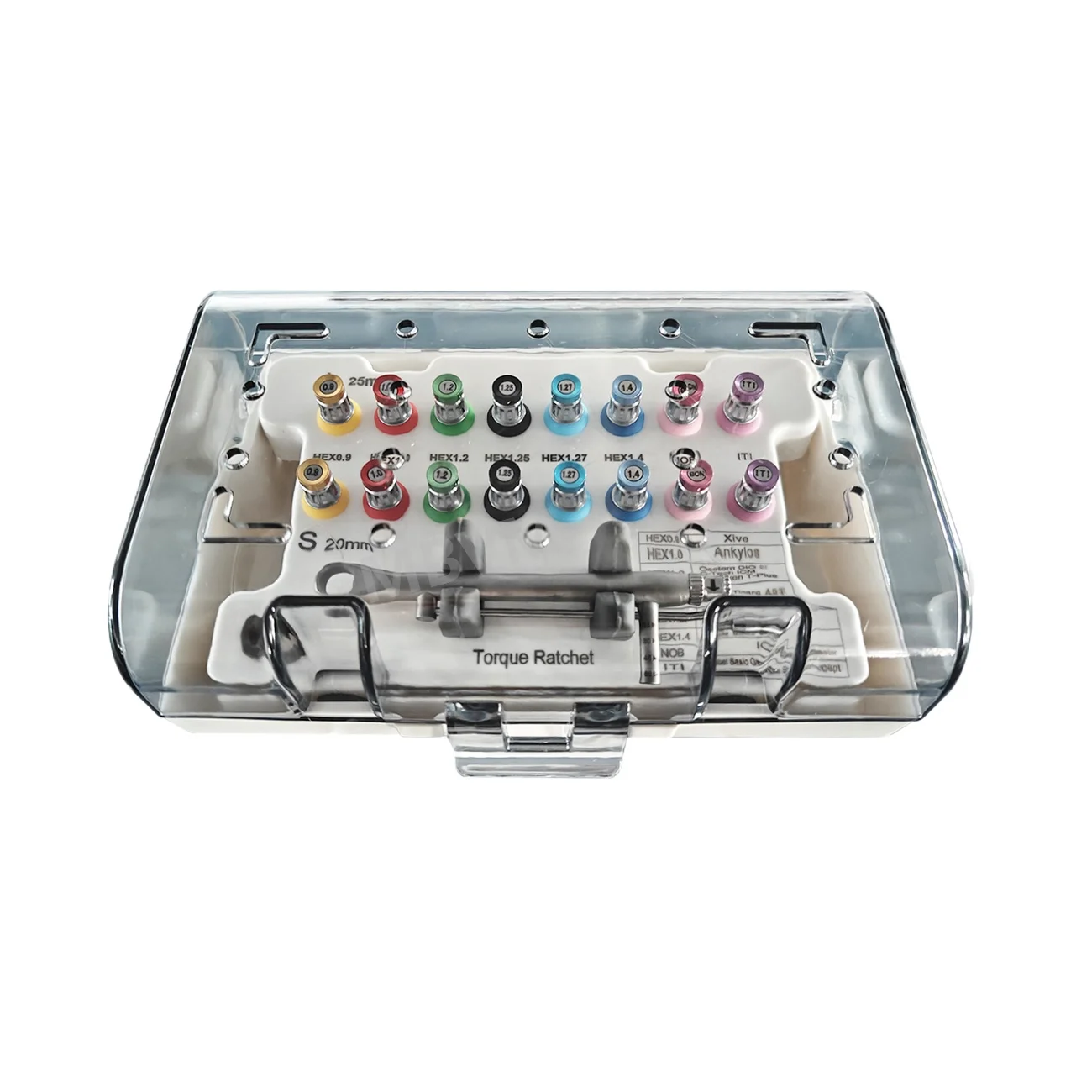 

Универсальный набор динамометрических ключей для дентальных имплантатов – регулируемый 10-70 Нсм, совместим с ITI/DIO/Osstem/Nobel, 16 отверток