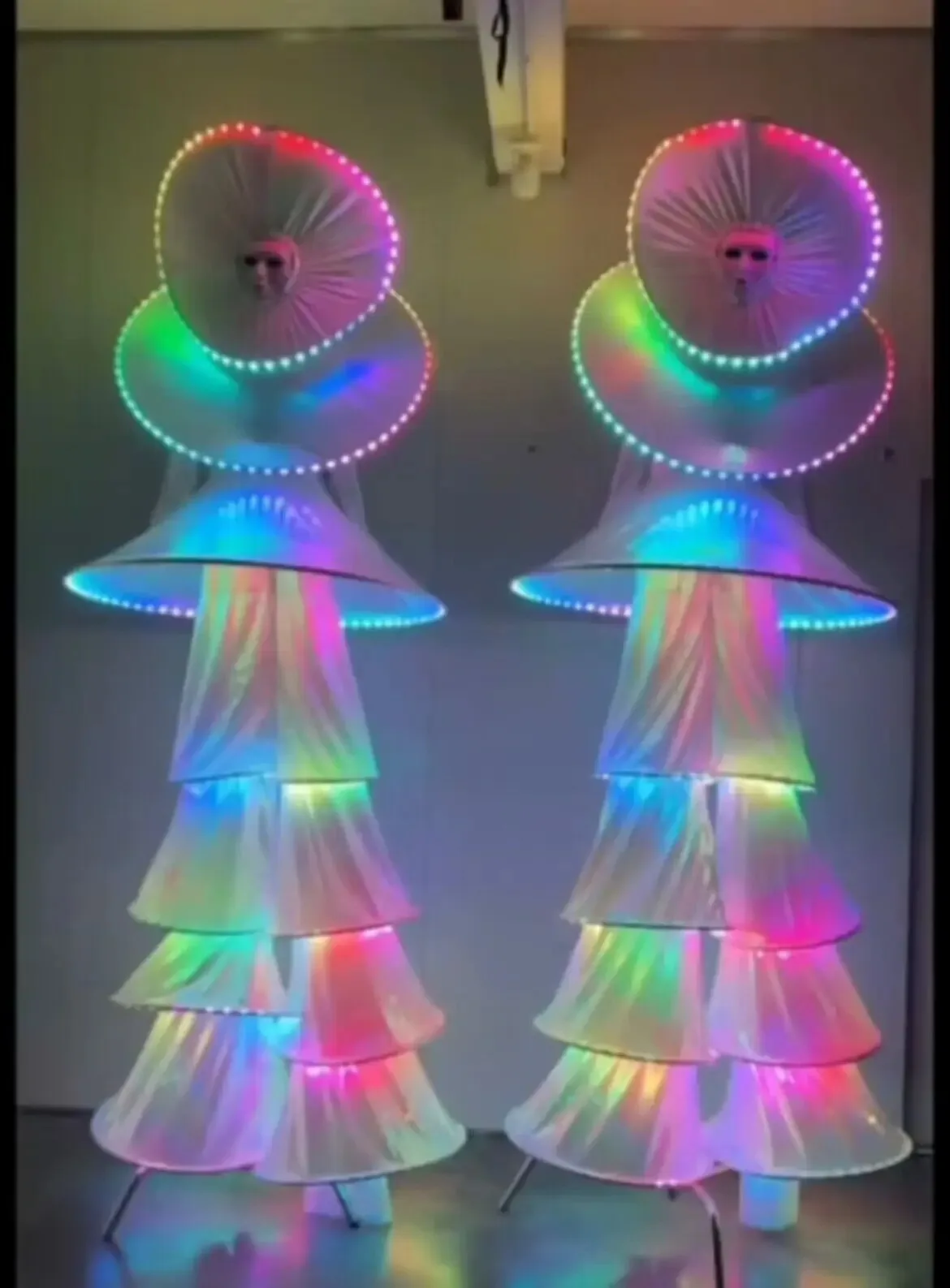 ملابس كرنفال فاخرة تضيء RGB led روبوت للرجال زي رائع للمشاية عرض مسرحي
