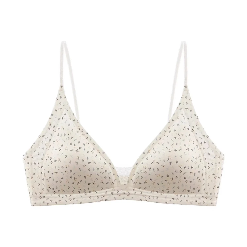 

KUCLUT Sexy and Simple Bra Summer Lightweight for Small Bust Thin Shoulder Strap Deep V French Triangle Cup Breathable Soft Bra