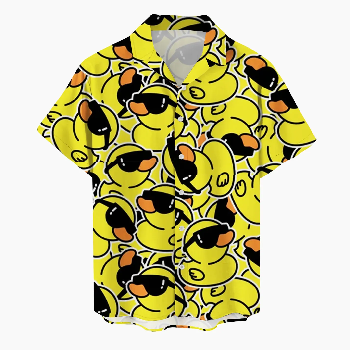 Summer New Men\'s Shirts 3D Cartoon Duck Printed Clothes Fashion Button Short Sleeve Lapel Streetwear Shirt Men Hawaiian T Shirts