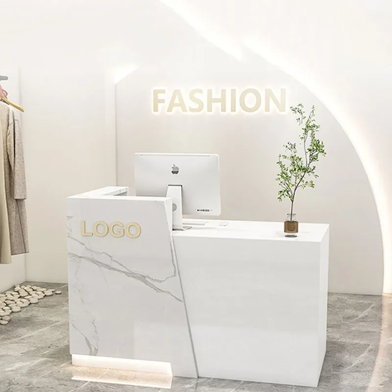 

Paint Simple Reception Desks Cashier Counter Fashion Reception Desks Barber Shop Small Light Comptoir Magasin Salon Furniture