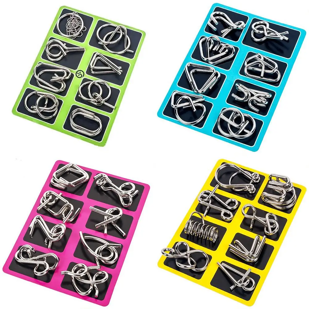 8Pcs Unraveling Intelligence Buckle Puzzle Wire IQ Mind Brain Teaser Puzzles Children Interactive Educational Toys