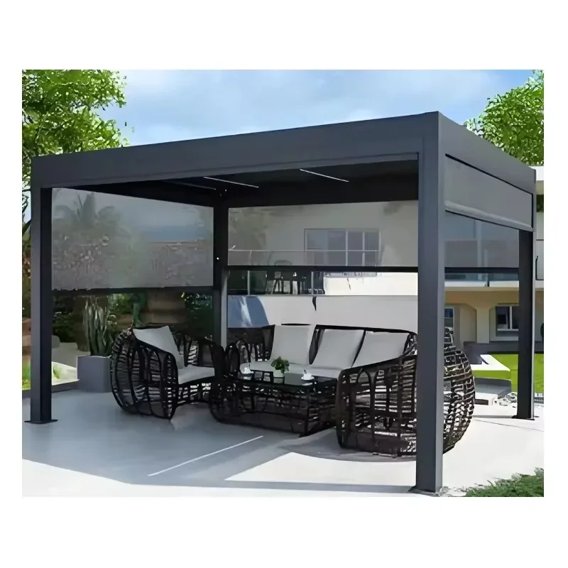 Louvered Bioclimatic Aluminum Pergola Arbour-Rot Proof Weather Resistant Waterproof Eco-Friendly Balcony Easily Assembled Modern