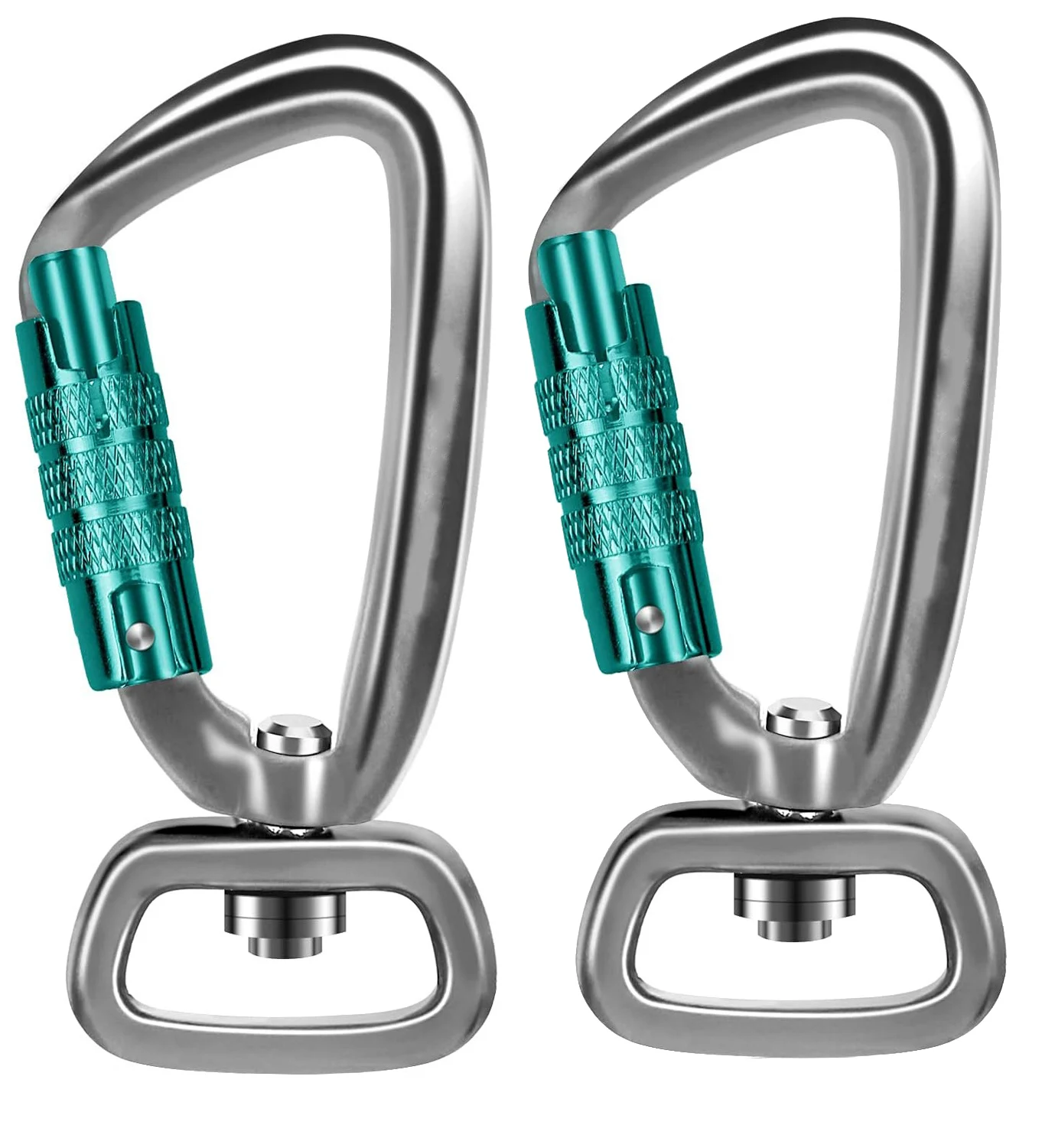 2/4 Stück 4KN Heavy Duty Wirbel Selbstsichernder Karabinerhaken Hundeleine Clip Snap 7075 Luftfahrt Aluminium Drehbolzen Karabinerhaken Drehgelenk – Detail 1